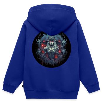 Die Totenbeschwörerin im Rollenspiel - Kinder Premium Organic Zip Hoodie - Royalblau - Hinten - AI Model Kid Male (0cm)