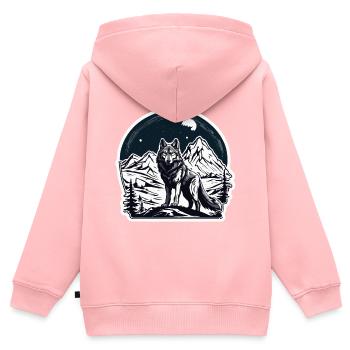 Wolf / Rudel / Wald / Wild / Tierwelt / heulen - Kinder Premium Organic Zip Hoodie - Rosa - Hinten - AI Model Kid Female (0cm)