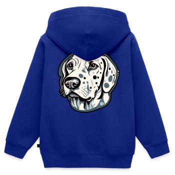 Dalmatien / Chien / Animal / Animal de compagnie / Aboiement - Sweat Premium à capuche zippé enfant bio - bleu roi - Dos - AI Model Kid Male (0cm)