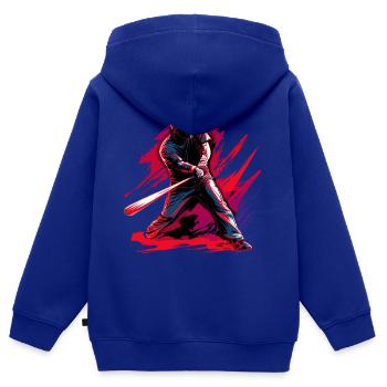 Baseballspieler in roter Pop-Art - Kinder Premium Organic Zip Hoodie - Royalblau - Hinten - AI Model Kid Male (0cm)
