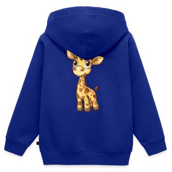 Niedliche Giraffe Mit Großen Augen - Kinder Premium Organic Zip Hoodie - Royalblau - Hinten - AI Model Kid Male (0cm)