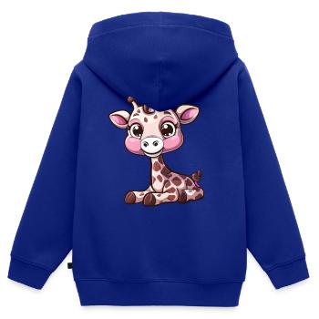 Niedliche Giraffe Mit Großen Augen - Kinder Premium Organic Zip Hoodie - Royalblau - Hinten - AI Model Kid Male (0cm)