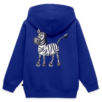 Lustiges Zebra Mit Einem Breiten Grinsen - Kinder Premium Organic Zip Hoodie - Royalblau - Hinten - AI Model Kid Male (0cm)