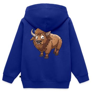Lustiges Hochlandrind In Braun Tönen - Kinder Premium Organic Zip Hoodie - Royalblau - Hinten - AI Model Kid Male (0cm)