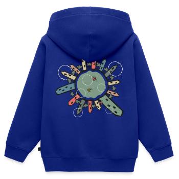Planet A - Kids Premium Organic Zip-up Hoodie - royal blue - Back - AI Model Kid Male (0cm)