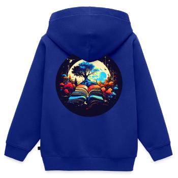 Verträumtes Leseerlebnis - Kinder Premium Organic Zip Hoodie - Royalblau - Hinten - AI Model Kid Male (0cm)
