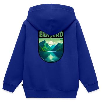 Eidfjord en Norvège - Sweat Premium à capuche zippé enfant bio - bleu roi - Dos - AI Model Kid Male (0cm)
