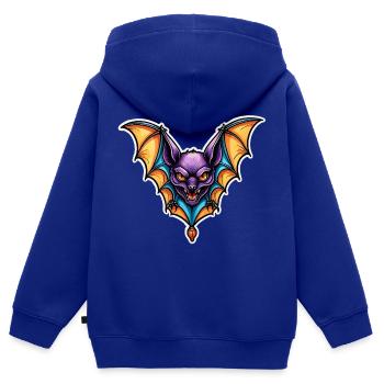 Chauve-souris Neo Traditionnel - Sweat Premium à capuche zippé enfant bio - bleu roi - Dos - AI Model Kid Male (0cm)