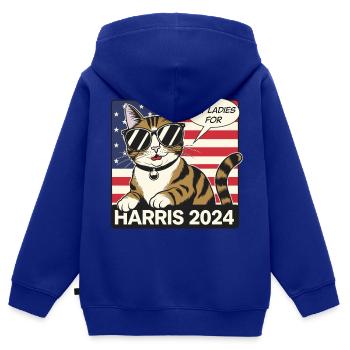 Cat Ladies For Harris 2024 USA Amerika - Kinder Premium Organic Zip Hoodie - Royalblau - Hinten - AI Model Kid Male (0cm)
