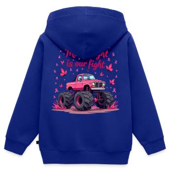 Mamas Kampf unser Kampf - Brustkrebs Bewusstsein - Kinder Premium Organic Zip Hoodie - Royalblau - Hinten - AI Model Kid Male (0cm)