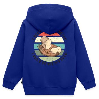 Ich backe mein Brot - Ich vertraue nur meinem Ofen - Kinder Premium Organic Zip Hoodie - Royalblau - Hinten - AI Model Kid Male (0cm)