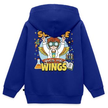 Die Wissenschaft verleiht mir Flügel - Kinder Premium Organic Zip Hoodie - Royalblau - Hinten - AI Model Kid Male (0cm)