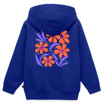 Blumen Dekor. Personalisierbar - Kinder Premium Organic Zip Hoodie - Royalblau - Hinten - AI Model Kid Male (0cm)