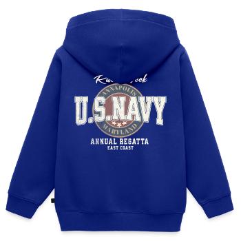 Design U.S. Navy Annapolis Regatta - Kinder Premium Organic Zip Hoodie - Royalblau - Hinten - AI Model Kid Male (0cm)