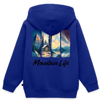 Berglandschaft mit See und Waldhütte - Kinder Premium Organic Zip Hoodie - Royalblau - Hinten - AI Model Kid Male (0cm)