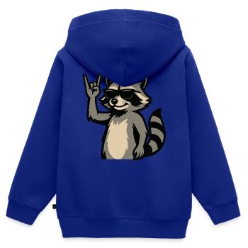 Cooler Waschbär mit Sonnenbrille. - Kinder Premium Organic Zip Hoodie - Royalblau - Hinten - AI Model Kid Male (0cm)
