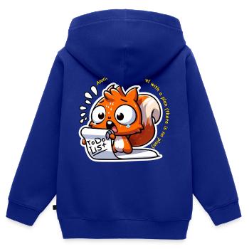 Anxious Squirrel with To-Do List - Kids Premium Organic Zip-up Hoodie - royal blue - Back - AI Model Kid Male (0cm)