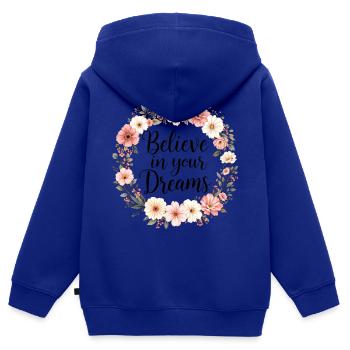 Croyez en vos rêves - Sweat Premium à capuche zippé enfant bio - bleu roi - Dos - AI Model Kid Male (0cm)