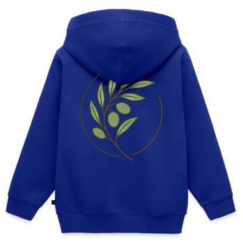 Olivenzweig - Frieden, Hoffnung und Neubeginn - Kinder Premium Organic Zip Hoodie - Royalblau - Hinten - AI Model Kid Male (0cm)