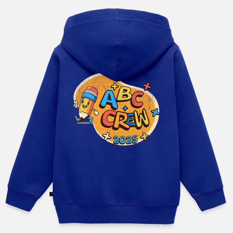 Équipe ABC - Sweat Premium à capuche zippé enfant bio - bleu roi