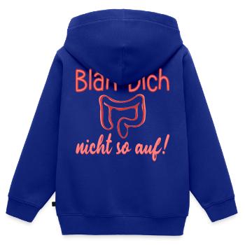 AUFGEBLÄHT - DARM REIZDARM - Kinder Premium Organic Zip Hoodie - Royalblau - Hinten - AI Model Kid Male (0cm)