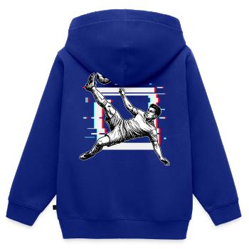 Fussball Schuss Fallrueckzieher Seitfallzieher - Kinder Premium Organic Zip Hoodie - Royalblau - Hinten - AI Model Kid Male (0cm)