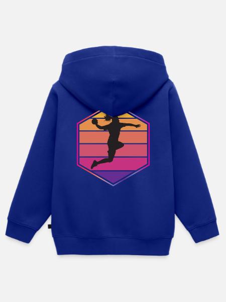 Handball Frau Silhouette - Kinder Premium Organic Zip Hoodie - Royalblau