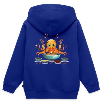 Petit tentacule dans une soupe ramen - Sweat Premium à capuche zippé enfant bio - bleu roi - Dos - AI Model Kid Male (0cm)