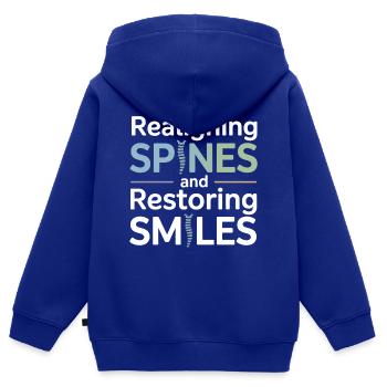 Zertifizierte klinische manuelle Wiederherstellung - Kinder Premium Organic Zip Hoodie - Royalblau - Hinten - AI Model Kid Male (0cm)
