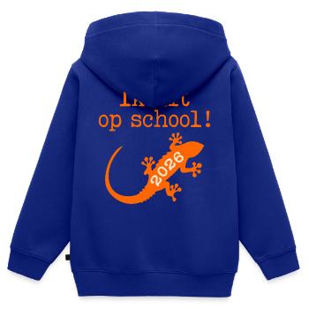 Ich bin in der Schule - Kinder Premium Organic Zip Hoodie - Royalblau - Hinten - AI Model Kid Male (0cm)