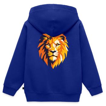 Lion Géométrique Flamboyant - Sweat Premium à capuche zippé enfant bio - bleu roi - Dos - AI Model Kid Male (0cm)
