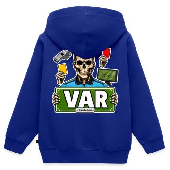 SkullCostume World Edition: VAR Referee - Kids Premium Organic Zip-up Hoodie - royal blue - Back - AI Model Kid Male (0cm)