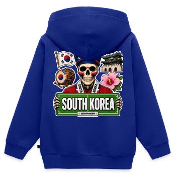 SkullCostume World Edition: Südkorea - Kinder Premium Organic Zip Hoodie - Royalblau - Hinten - AI Model Kid Male (0cm)