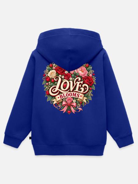 Love Blooms – Romantisches Blumenherz - Kinder Premium Organic Zip Hoodie - Royalblau