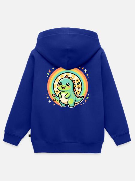Süßer Dino Regenbogen Glow - Kinder Premium Organic Zip Hoodie - Royalblau