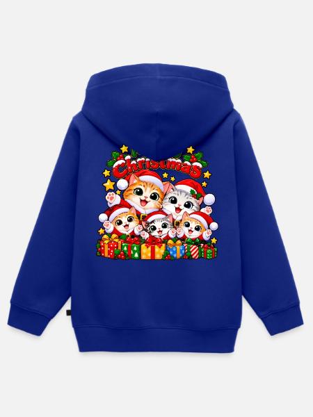 Weihnachts Katzen - Kinder Premium Organic Zip Hoodie - Royalblau