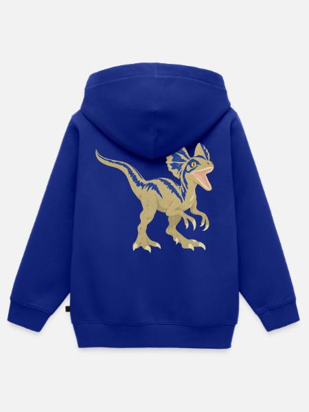 Azurblauer Dino mit Zackenmuster - Kinder Premium Organic Zip Hoodie - Royalblau