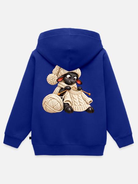 Schwarzes Schaf strickt einen Wollpullover - Kinder Premium Organic Zip Hoodie - Royalblau