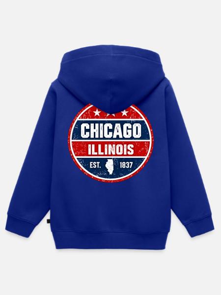 Chicago - Illinois - 1837 - United States America - Kinder Premium Organic Zip Hoodie - Royalblau