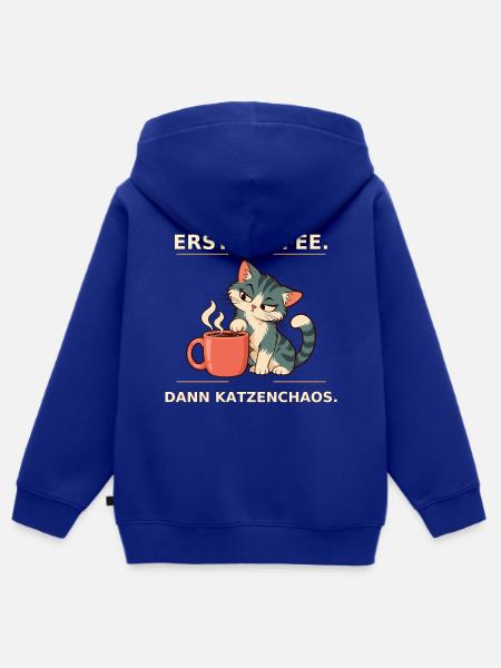 Erst Kaffee, Dann Katzenchaos - Kinder Premium Organic Zip Hoodie - Royalblau