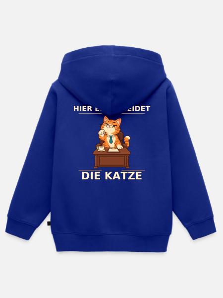 Hier Entscheidet Die Katze - Kinder Premium Organic Zip Hoodie - Royalblau