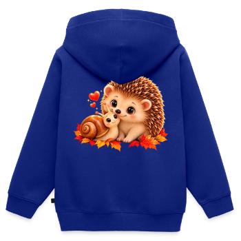 Igel & Schnecke - Kinder Premium Organic Zip Hoodie - Royalblau - Hinten - AI Model Kid Male (0cm)