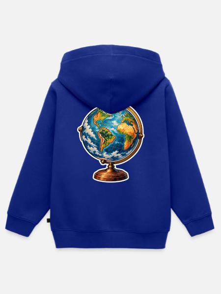 Weltkugel Retrostand - Kinder Premium Organic Zip Hoodie - Royalblau