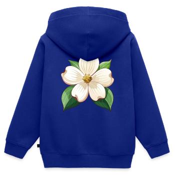 Hartriegelblume - Kinder Premium Organic Zip Hoodie - Royalblau - Hinten - AI Model Kid Male (0cm)
