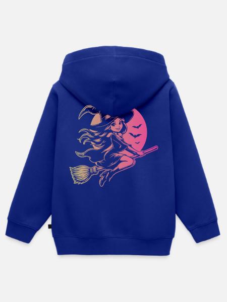 Halloween Fliegende Hexe - Kinder Premium Organic Zip Hoodie - Royalblau