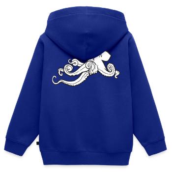 poulpe géant calmar, poulpe, calmar, poissons seiche - Sweat Premium à capuche zippé enfant bio - bleu roi - Dos - AI Model Kid Male (0cm)