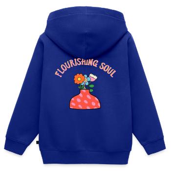 Bunter Blumenstrauß in Vase - Flourishing Soul - Kinder Premium Organic Zip Hoodie - Royalblau - Hinten - AI Model Kid Male (0cm)