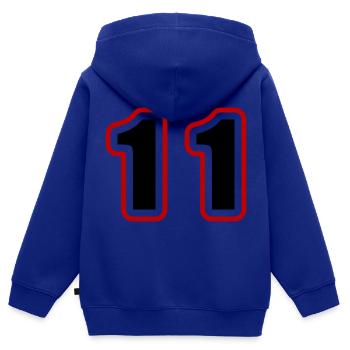 11 Zahl College - Kinder Premium Organic Zip Hoodie - Royalblau - Hinten - AI Model Kid Male (0cm)