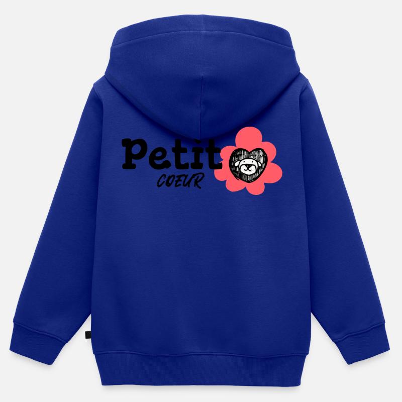 Petit cœur. Bébé - Sweat Premium à capuche zippé enfant bio - bleu roi