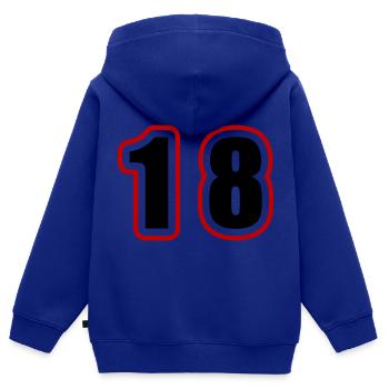 18 Zahl College - Kinder Premium Organic Zip Hoodie - Royalblau - Hinten - AI Model Kid Male (0cm)